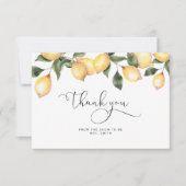 水彩画のレモンを使ったウェディングシャワーの感謝カード サンキューカード (正面)