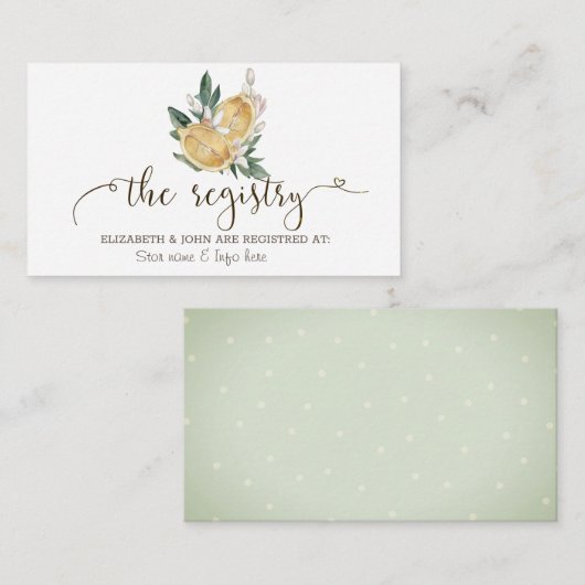 水彩画のレモン植物学レジストリー エンクロージャーカード (正面/裏面)