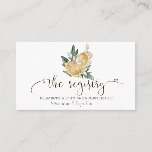 水彩画のレモン植物学レジストリー エンクロージャーカード (正面)