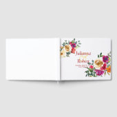 水彩画のレモン色とマゼンタ色の花のウェディングクラシック ゲストブック (全面)