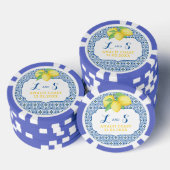 水彩画のレモン色の青い地中海のタイル ポーカーチップ (積み重ね)