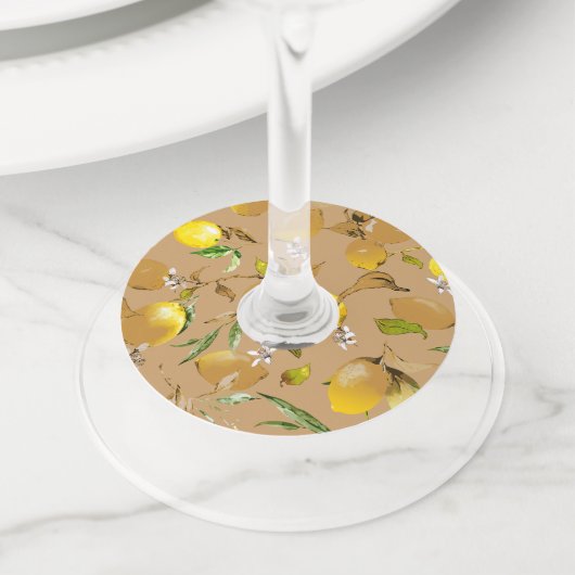 水彩画のレモン33 ワイングラスタグ (クローズアップ)