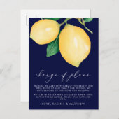 水彩画のレモン ウェディング プランの変更 案内ポストカード (正面/裏面)