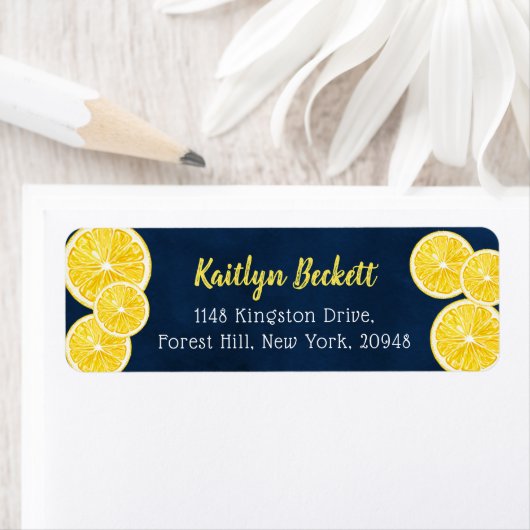 水彩画のレモン スライス ラベル (インサイチュ)