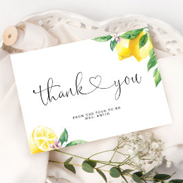 水彩画のレモン ブライダルシャワー サンキューカード