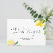 水彩画のレモン ブライダルシャワー サンキューカード (スタンド正面)