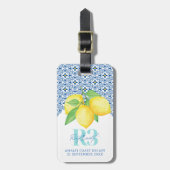 水彩画のレモン メディテレーニアンタイル ロゴ ラゲッジタグ (正面縦)