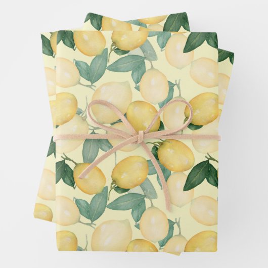 水彩画のレモン ラッピングペーパーシート (インサイチュ)