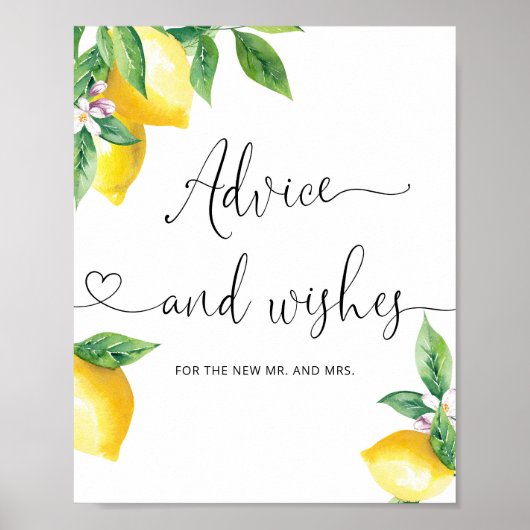 水彩画のレモン 新婚夫婦へのアドバイスと願い ポスター (正面)