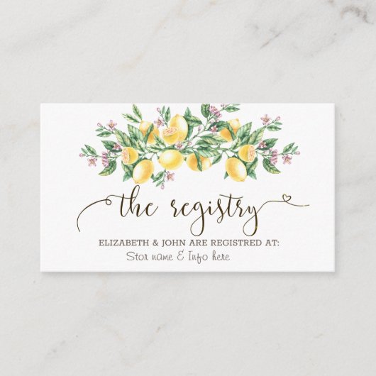 水彩画のレモン　植物学的な花のレジストリー エンクロージャーカード (正面)
