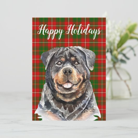 水彩画のロットワイラー犬カスタム シーズンカード (スタンド正面)