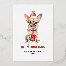 水彩画のロングヘアーチワワ ハッピー ホリデイズ