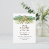 水彩画のワイナリーでの独身最後の週末 ポストカード (スタンド正面)
