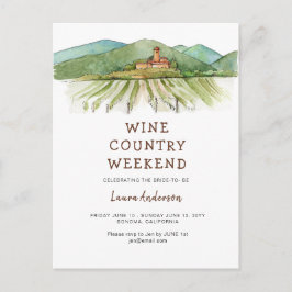 水彩画のワイナリーでの独身最後の週末 ポストカード