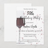 水彩画のワインのグラス 招待状 (正面/裏面)