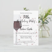 水彩画のワインのグラス 招待状 (スタンド正面)