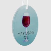 水彩画のワインのパーソナライズなクリスマスのオーナメント オーナメント (正面)