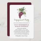 水彩画のワインのブドウ園|の婚約パーティ 招待状 (正面/裏面)