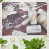 水彩画のワインの時間ガラスコルクの台所タオル キッチンタオル (折り畳み)