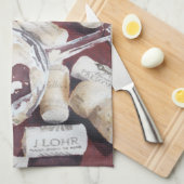 水彩画のワインの時間ガラスコルクの台所タオル キッチンタオル (四つ折り)