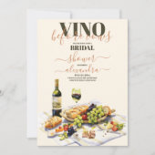水彩画のワインボードとチーズの結婚前のお祝い 招待状 (正面)