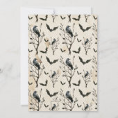 水彩画のワタリガラス及びこうもりのハローウィンパーティ 招待状 (裏面)