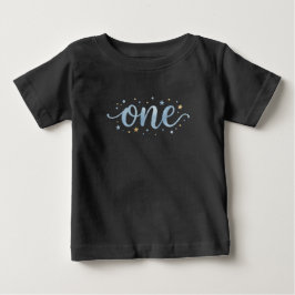 水彩画のワンちゃん 1歳の誕生日ベビーTシャツ ベビーTシャツ