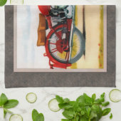 水彩画のヴィンテージのオートバイ キッチンタオル (折り畳み)