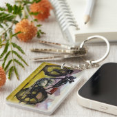 水彩画のヴィンテージのオートバイ キーホルダー (正面右)