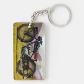 水彩画のヴィンテージのオートバイ キーホルダー (裏面)