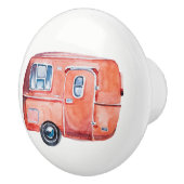 水彩画のヴィンテージのキャンピングカートレーラーのノブの引きV. 1 セラミックノブ (右)