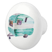 水彩画のヴィンテージのキャンピングカートレーラーのノブの引きV. 5 セラミックノブ (右)