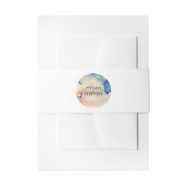 水彩画のヴィンテージのビーチ結婚式 招待状ベリーバンド