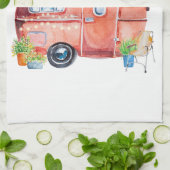 水彩画のヴィンテージのレトロのキャンピングカーのキャラバン キッチンタオル (折り畳み)