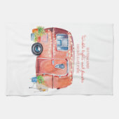 水彩画のヴィンテージのレトロのキャンピングカーのキャラバン キッチンタオル (横)