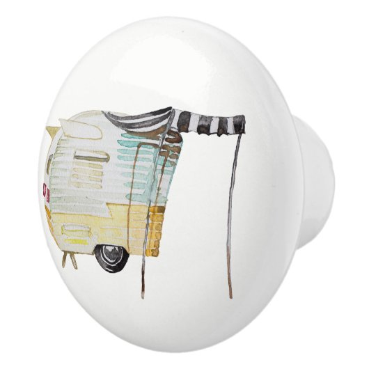 水彩画のヴィンテージのレトロのキャンピングカーのノブの引きV. 4 セラミックノブ (右)