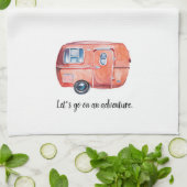 水彩画のヴィンテージのレトロのキャンピングカーの台所皿タオル キッチンタオル (折り畳み)