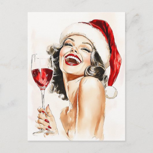 水彩画のヴィンテージホリデー シーズンポストカード (正面)