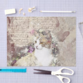 水彩画のヴィンテージ猫 薄葉紙 (クラフト)