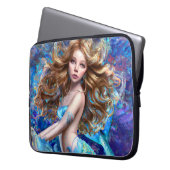 水彩画の下の人魚の海の女神ニンフ・サイレン ラップトップスリーブ (正面左)