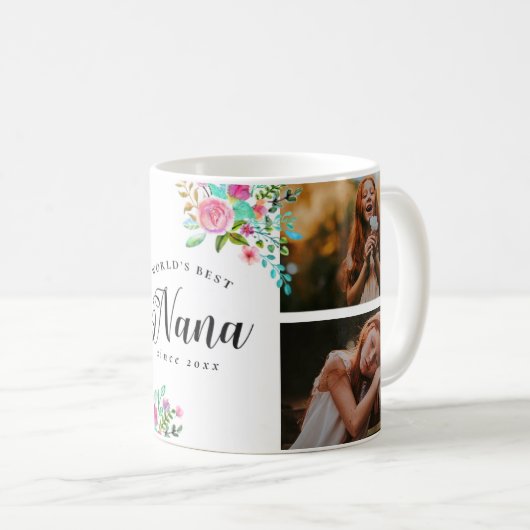 水彩画の世界で最も最高のなナナの写真のコラージュ コーヒーマグカップ (正面右)