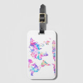 水彩画の世界地図の荷物のラベル ラゲッジタグ (正面縦)