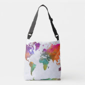 水彩画の世界地図 クロスボディバッグ (正面)
