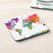 水彩画の世界地図 コースター (左側)