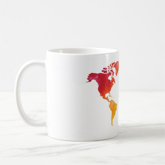 水彩画の世界地図-マグ コーヒーマグカップ (左)