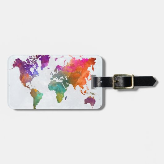 水彩画の世界地図 ラゲッジタグ (正面横)