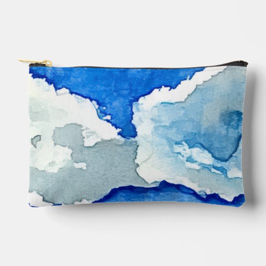 水彩画の二つの雲の絵 アクセサリーポーチ (正面)