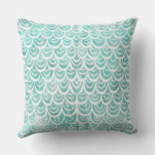 水彩画の人魚のターコイズ クッション (裏面)