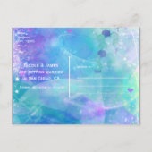 水彩画の人魚の尾のParty Save the Date 案内ポストカード (裏面)