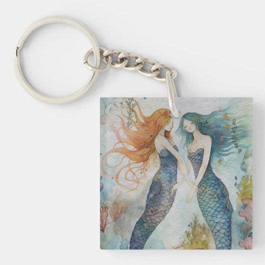 水彩画の人魚 キーホルダー (正面)